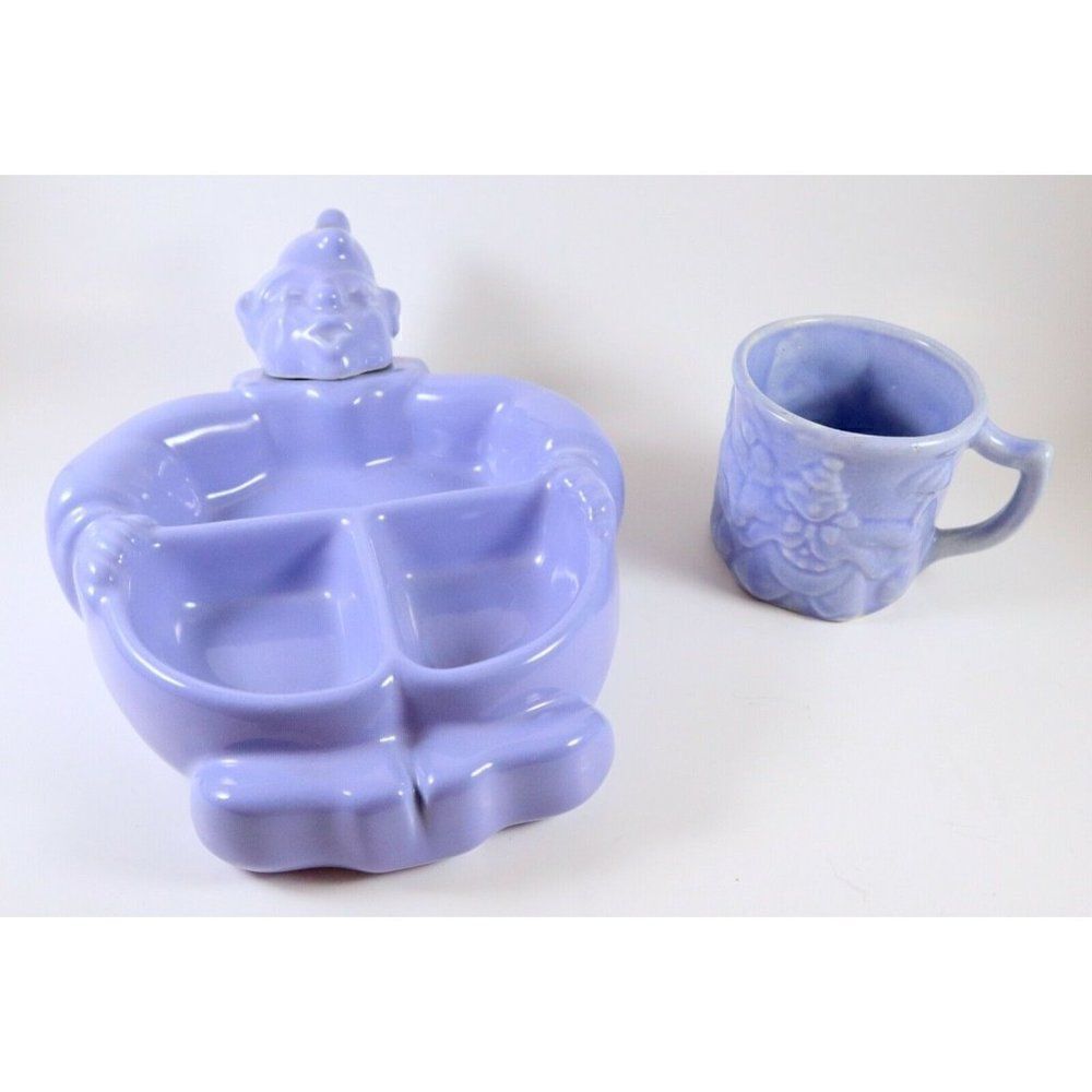 VTG 1940s Hankscraft Clown Baby Food Warmer and Cup Set Red Wing Gerber Nursery